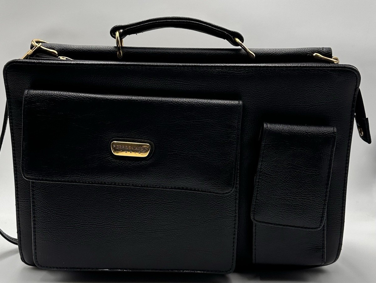 PIERRE BALMAIN PARIS BRIEFCASE DOCUMENT LAPTOP BAG BLACK VINTAGE PEBBLED