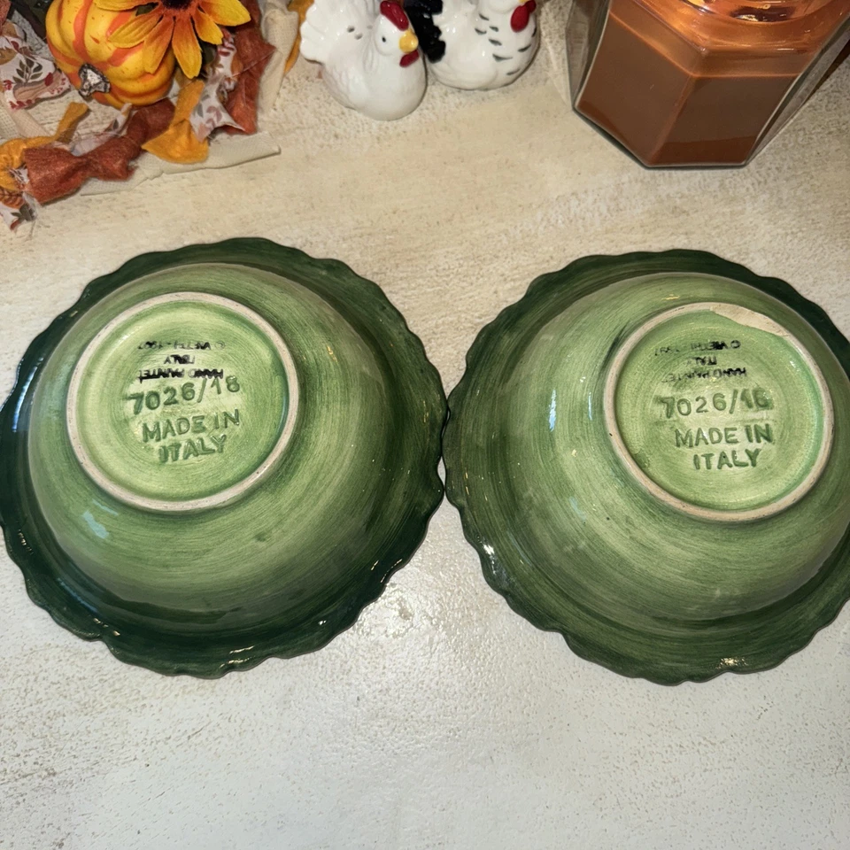 Platos de cena descontinuados Foglia de Vietri (Italia) 10,75 pulgadas Juego de 2 Foto 4 de 4