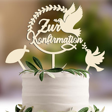 Konfirmation Tortendeko, zur Konfirmation Cake Topper, Taube Fisch Torten Topper