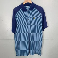 Master Tech Polo Striped Blue Golf Short Sleeve Men’s XL Logo Patch