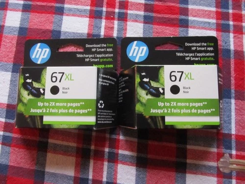 2 x HP 67XL Black Ink Cartridge Original OEM Genuine New Sealed JUNE 2027