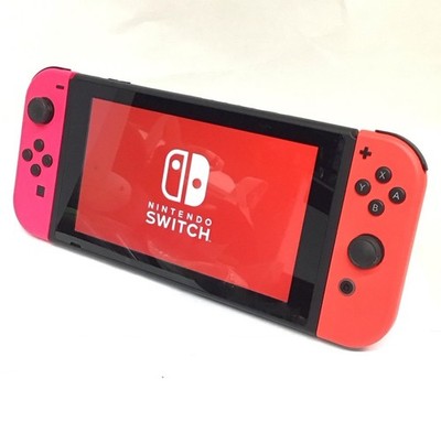 Nintendo Switch Console with Red/Pink Joy Cons w/ 3 Fun Games HAC-001 No Charger