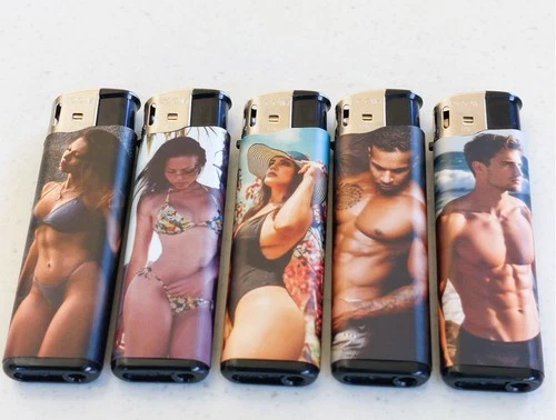 new large gas refillable electronic Man and Lady Pattern lighters x 5 Nomal flam - Picture 1 of 1