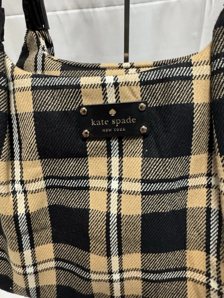 Auténtico Bolso de Mano Kate Spade - PXRU2878 Negro Beige Multi Charol Lana Foto 2 de 4