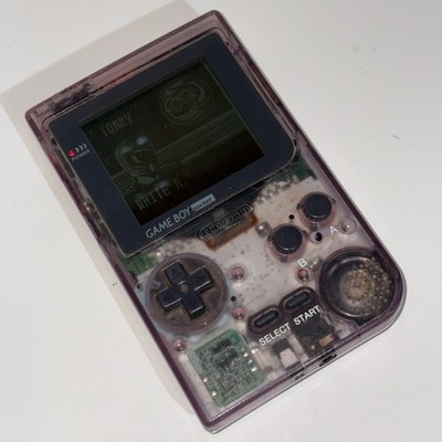 Nintendo Gameboy Pocket Clear Purple Konsole Handheld-System mit 12 Spielen Cart
