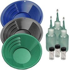 Sluice Monkey 3 Pack of 12 inch Gold Pans, Sniffers, Vials