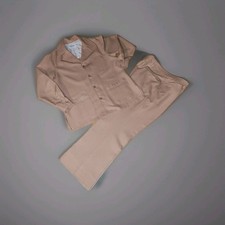 VINTAGE 70S FARAH TAN POLY KNIT LEISURE SUIT PANTS 40"W/30"L Jacket 48 Gd COND.