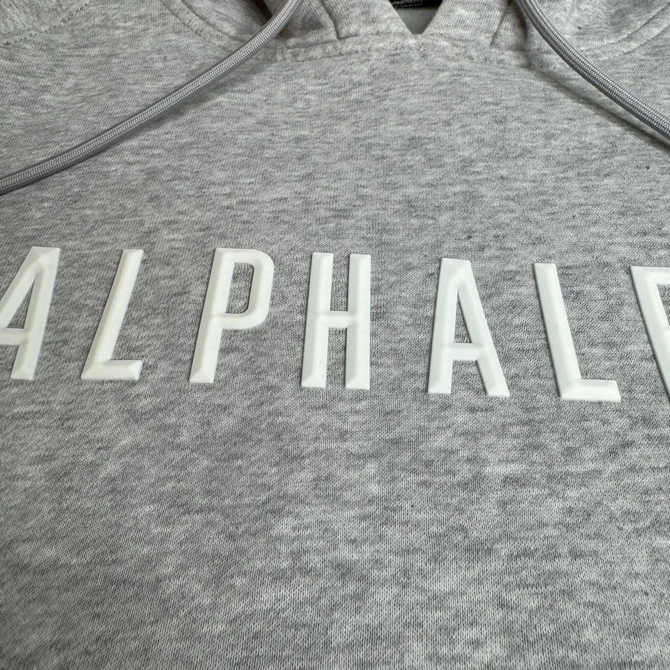 Толстовка с капюшоном Alphalete мужская средняя с надписью серый пуловер для тренировок - Изображение 3 из 4