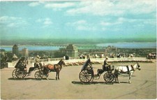 Old French Horsedrawn Carriages, Mount Royal, Montreal, Quebec, Canada Postcard