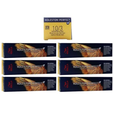 Wella Koleston 6 x 60 ml 10/3 hell lichtblond gold Set