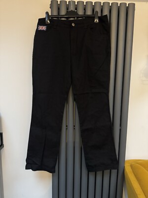 Neu Triumph schwarz Händler 100% Baumwolle Chino Hose Gr. 38'' extra lang 35'' Bein