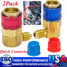2Pc Quick Refrigerant Adapter Coupler Manifold Gauge Hose Conversion Low/High AC