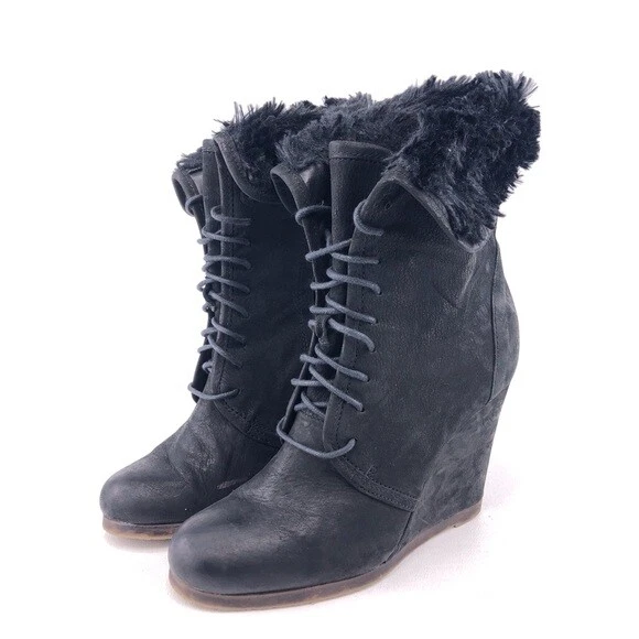 Boutique 9 Distance Ankle Booties Womens Size 7.5M Black Leather Covered Wedge - Image 4 of 4