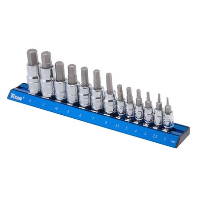 Titan Tools Mixed Drive Size Metric Hex Bit Socket Set 13 Pieces