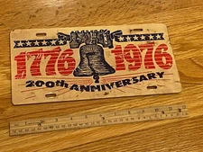 1976 (1776) BICENTENNIAL LICENSE PLATE SIGN - FEATURING KDMD TELEVSION STATION 