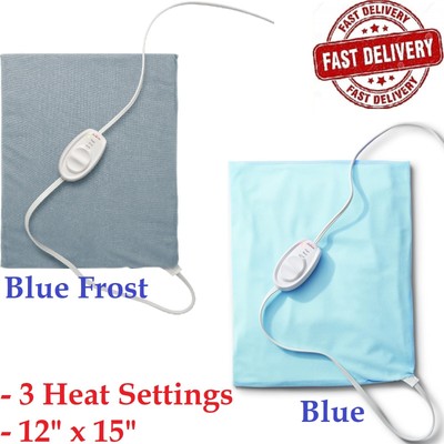 Sunbeam Heating Pad with Controller and 3 Heat Settings, 12'' x 15'' Blue Frost