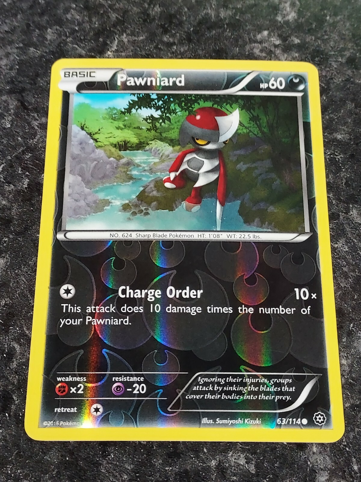 Pawniard 63/114 XY Steam Siege Pokemon Reverse Holo Foil Rare Nice!