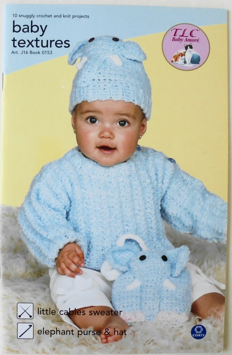 Coats TLC Baby Textures Book Crochet Knit Patterns Sweaters Blankets Hat  Purse