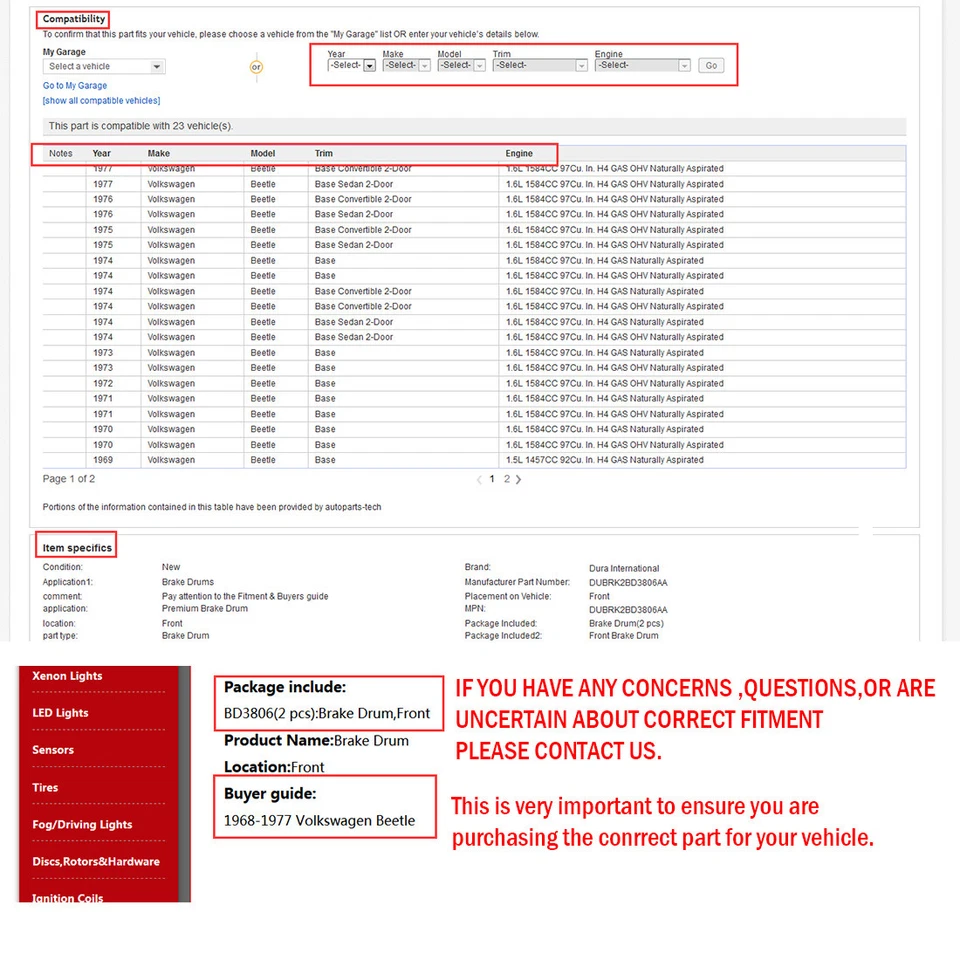 Tambor de freno trasero 2 piezas para Dodge Dakota 2005 2006 2007 2008 2009 2010 Foto 2 de 4