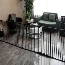 152'' 200 inch Wide Baby Gate with Door Metal Safety Playpen Pet Fireplace Fence