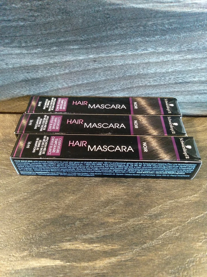 Máscara de pestañas Schwarzkopf Black Hair temporal para encubrimiento de cabello gris suministro de belleza  Foto 4 de 4