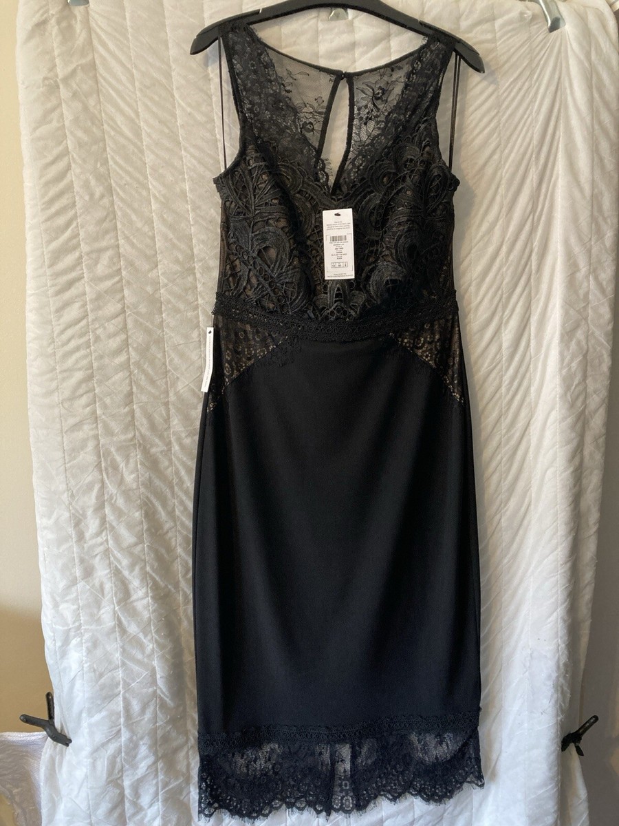 Lipsy/Next Black Artwork V Neck MIDI Dress Size 12 BNWT UK