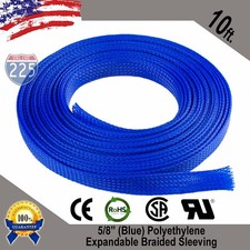 10 FT. 5/8" Blue Expandable Wire Cable Sleeving Sheathing Braided Loom Tubing US