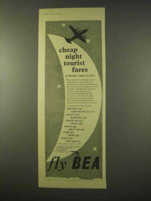 1954 BEA Airline Ad - Cheap Night Tourist Fares