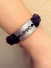 "LOVE" Tag Leather Bracelet Wristband,Fashion Trend. Buy1get1free