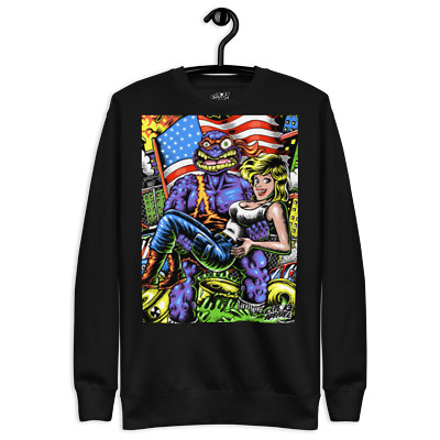 Explore Apparel TOXCITY SLUDGE HERO Premium Sweatshirt / Toxic Turtle Crusader