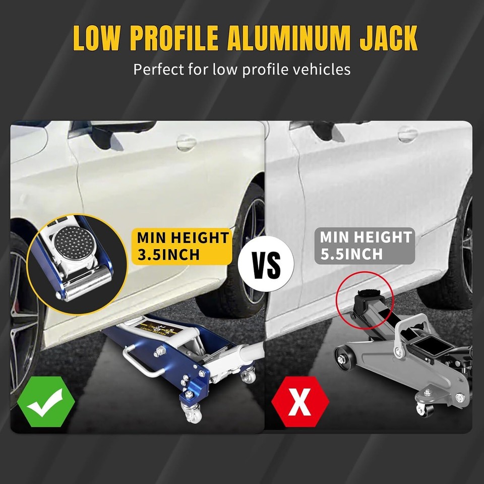 YELLOW JACKET Floor Jack 3 Ton Hydraulic Low Profile Aluminum eBay