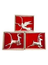 Gorham Sterling Silver Christmas Reindeers 1973 & Angel 1974 Ornaments #18829