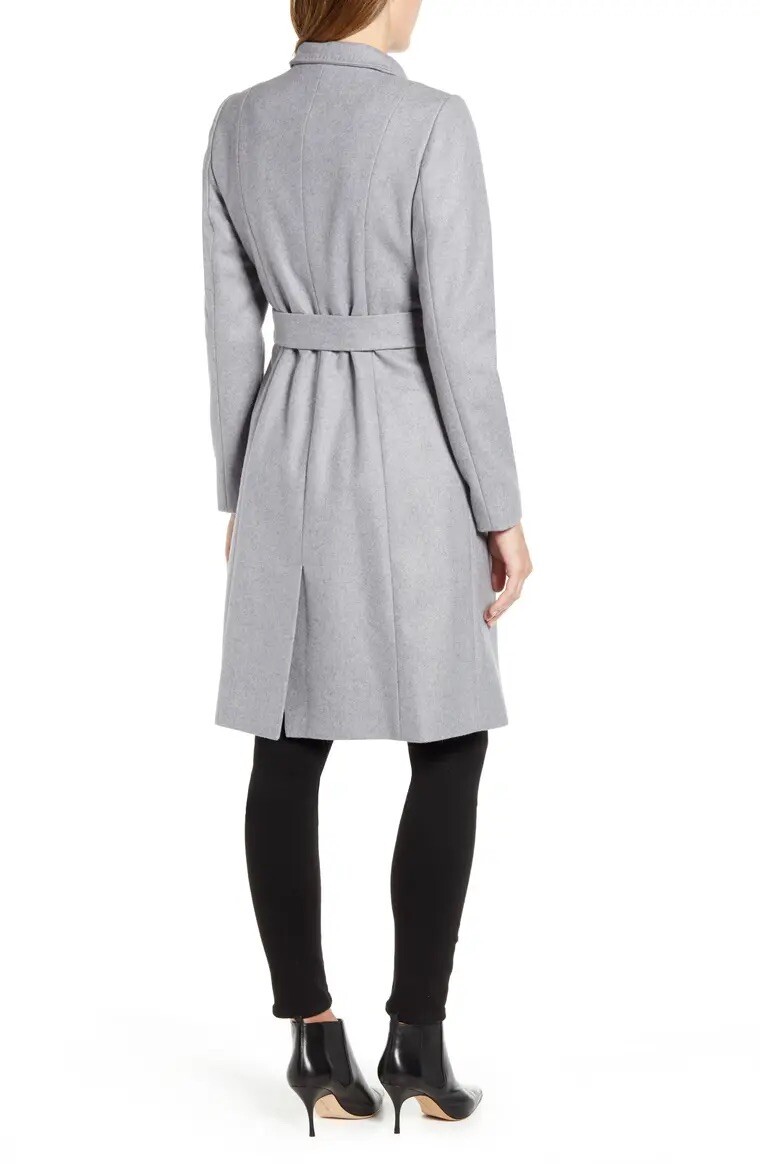 NWT Ted Baker Ellgenc Long Belted Wrap Coat - Heather Grey - Size