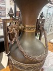 Flame shade LARGE  Fancy Old Antique Art Deco Italian  copper bronze  lamp. RARE — photo 2