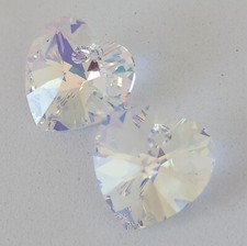 2 Swarovski art 6228 14mm Heart Crystal AB Pendant drilled Glass C8-A