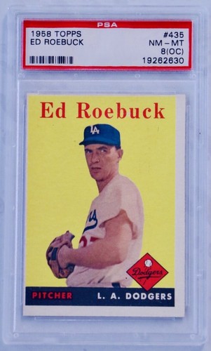 1958 Topps Ed Roebuck #435 PSA 8 NM-MT OC Los Angeles Dodgers