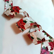 Wire Edge Ribbon 2.5" x 8 yd Christmas Poinsettas Gift-giving, Craft AX