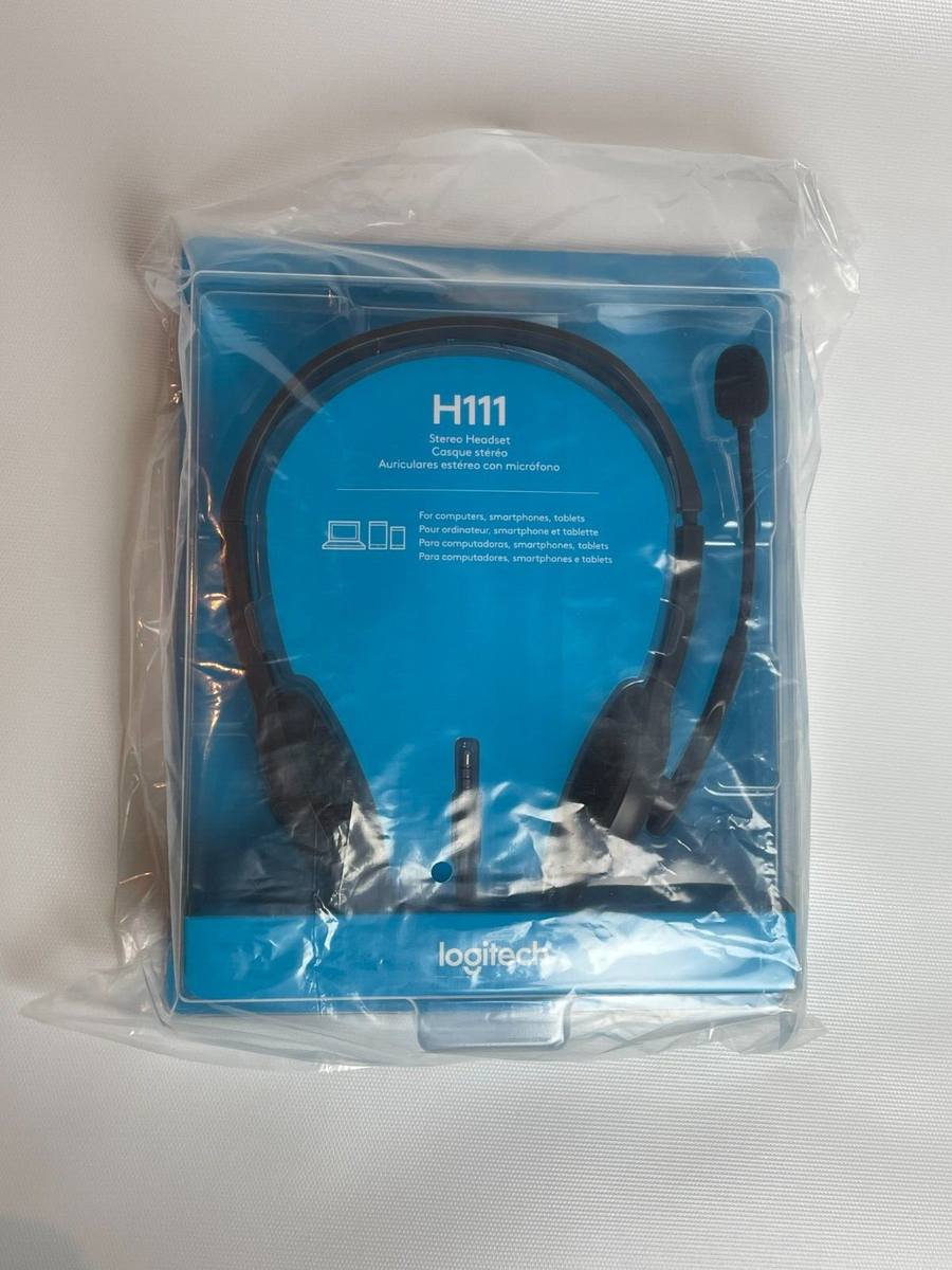New Logitech H111 On Ear Stereo Business Headset Headphones for