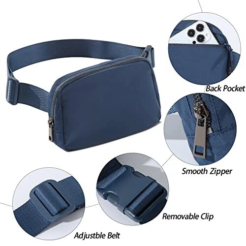 Belt Bag Fanny Pack Crossbody Bags for Women Men, Everywhere Belt Bags Blue