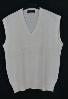 Herren BREIDHOF mit SCHURWOLLE Pullunder Westover Weiß Elegant Größe 50 TOP!