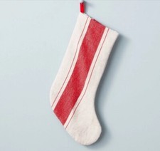 NWT Christmas Holiday Stocking Hearth  Hand w/ Magnolia-Red/Cream Center Stripe