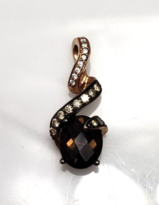 Le Vian 14k Rose Gold Smoky Quartz Chocolate Diamond Ribbon Pendant - 2.0