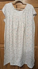 EARTH ANGELS WHITE PINK BLUE FLORAL  EMBROIDERED LACE  PRAIRIE NIGHTGOWN SZ XL
