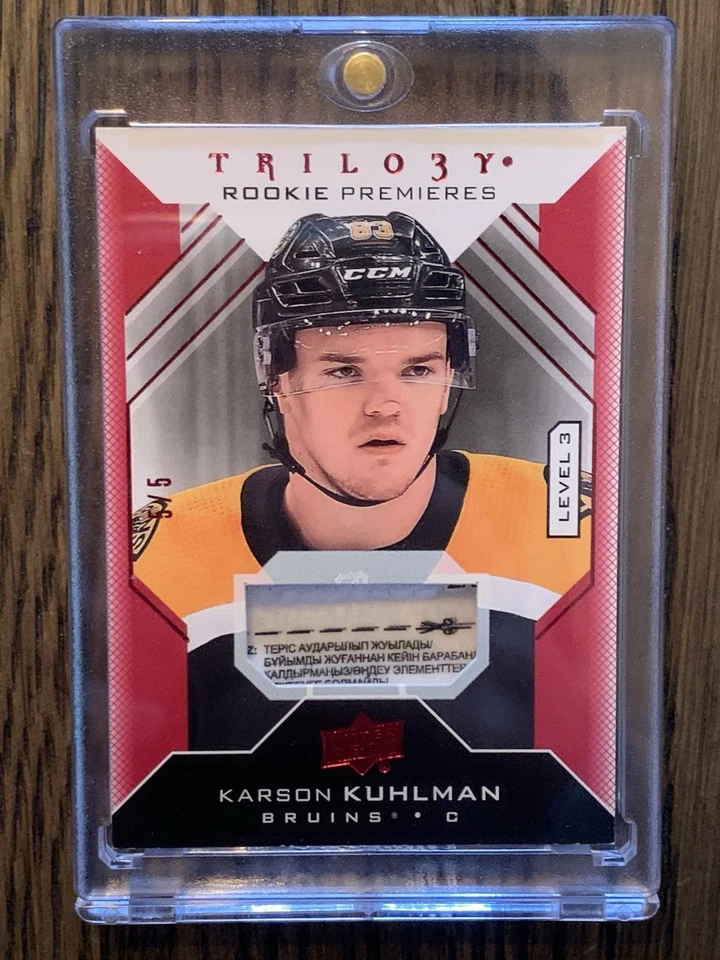 2019-20 UD Trilogy - Karson Kuhlman #119 Rookie Premieres Level 3 Tag Relic /5 - Image 2 of 4