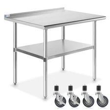 Stainless Steel 24" x 36" NSF Kitchen Restaurant Prep Table w Backsplash Casters