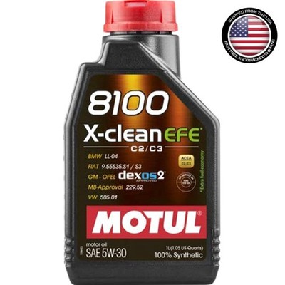 Motul 8100 X-Clean EFE 5W-30 Full Synthetic Oil for Fuel Efficiency - 1L
