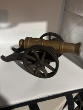Heavy Brass 9 Inch Cannon With Iron Base