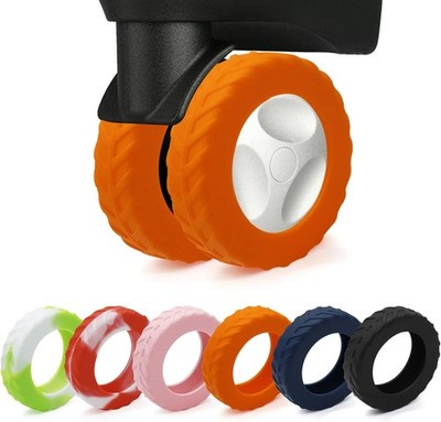 Gepäckabteil Rad Schutzabdeckung Orange Silikon 8 Räder Koffer Radabdeckungen...