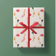 Tassel Key Wrapping Paper, Elegant Holiday Christmas Gift Wrap for Birthday