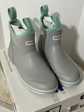 XTRATUF Ankle Deck Boots Womens Size 6 W Gray Mint Slip On Non-Marking XWAB102
